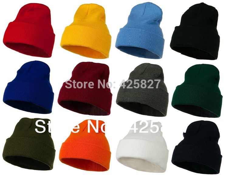 Unisex Plain Warm Soft Beanie Skull Knit Cap Hat-1...