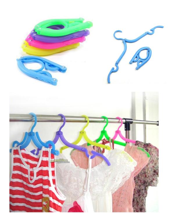 5pcs Portable Folding Plastic Clothing Coat Hanger...