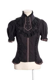 women Steampunk Clothing Stand collar short Sleeve...