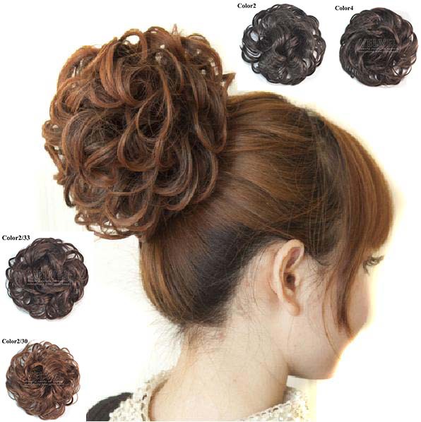 4 Colors 60G Curly Hair Bun Chignons Women\'s Styli...