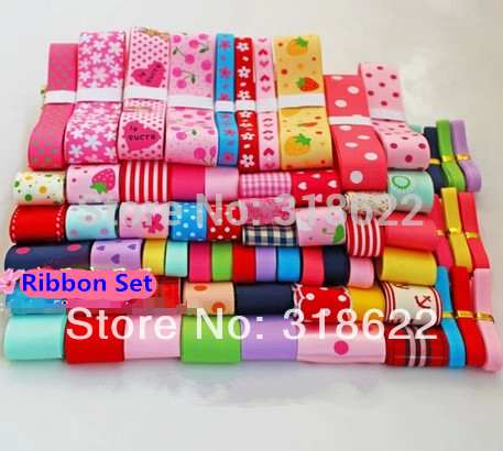 Free Shipping 77 YDS Printed Grosgrain Ribbons Mix...