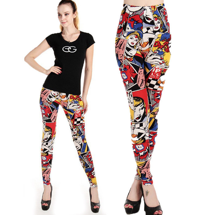 Women Hot Sexy Cartoon Girl Printed Leggings Elas...