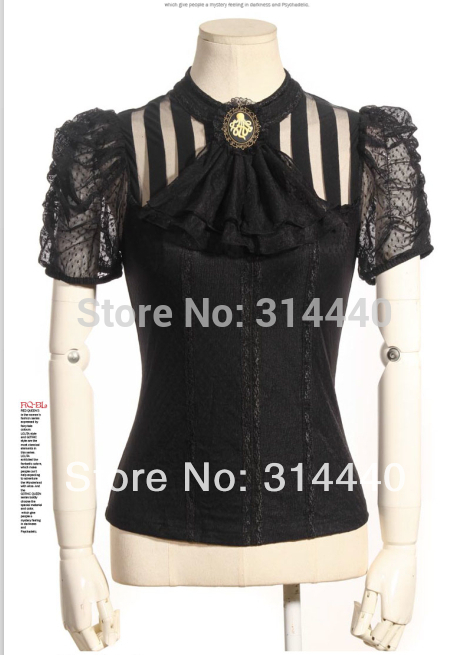 RQ-BL steampunk victoria transparent lace short sl...