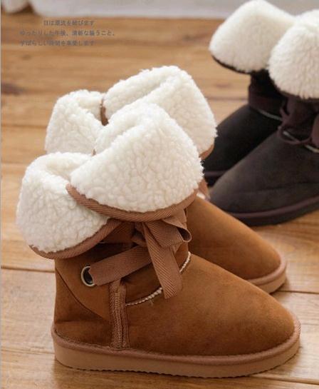 Free Shipping Winter Woolen Lace Up Snow Women Boo...