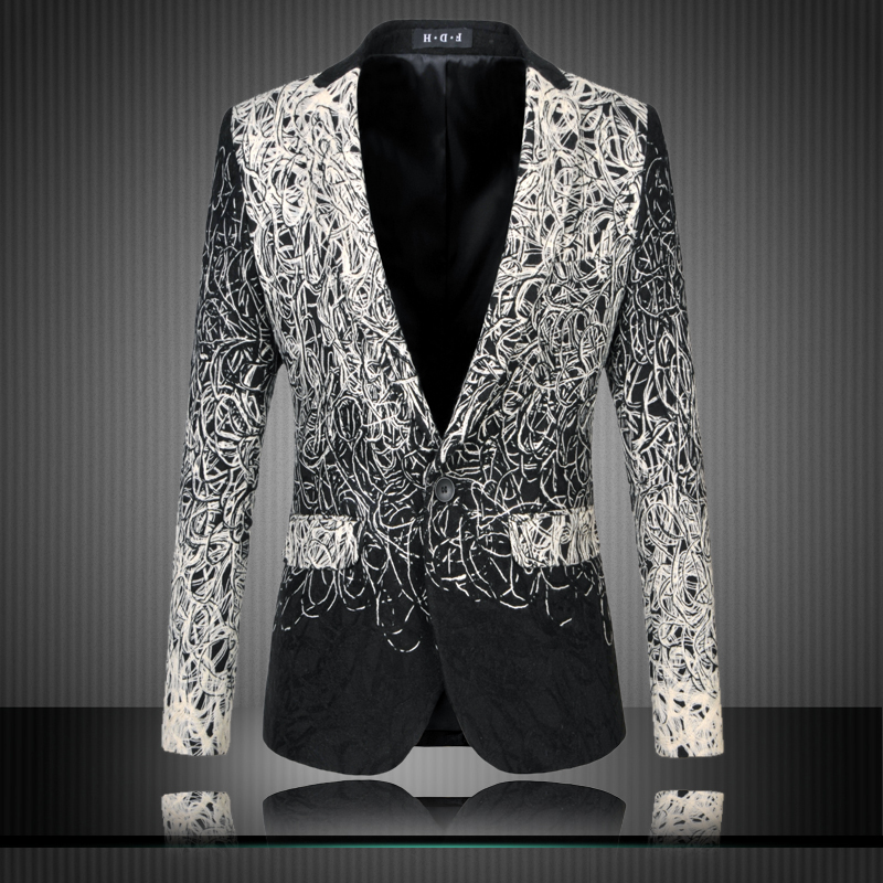 Fashion 2014 New Design Men Blazer Floral Suit Personality Casual Blazer For Men Blazer Slim Fit Jacket Men Plus Size 5XL 6XL