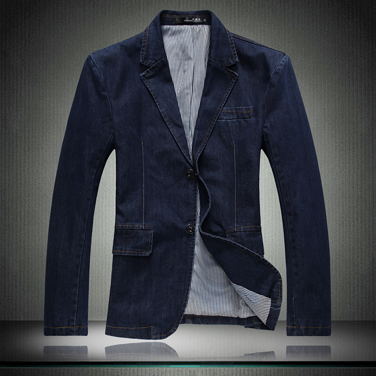 2014 New Fashion Denim Casual Jacket Men Cotton Suit Jacket Men Blue Coat Men Outerwear Jacket Plus Size 4XL Jean Jacket 