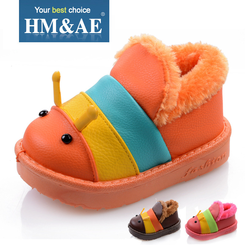Kids Boots Cute Leather Warm Thick Caterpillars Sn...
