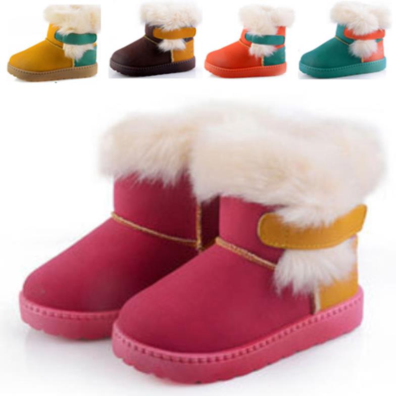 Children\'s Winter Boots Velcro Warm Candy Color Wi...