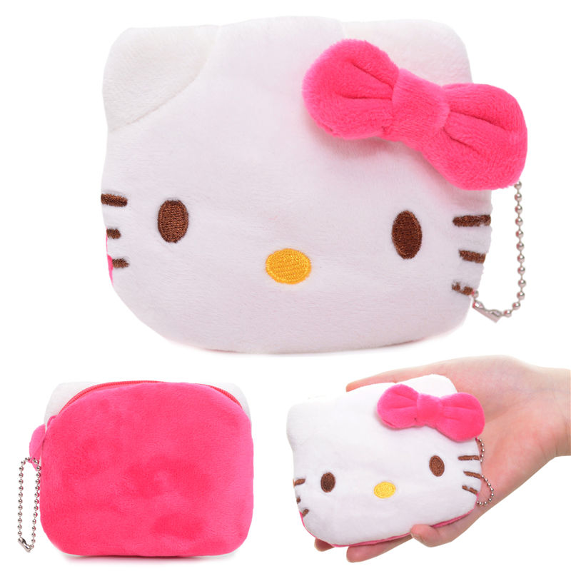 2015 New Sweety White Hello Kitty Plush Girls Coin Purse Chain Wallet Pendant Bags Holder Bag Handbag 4*4\' Brand New #LN