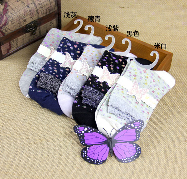 Girls socks new winter 2014 women\'s cotton small f...