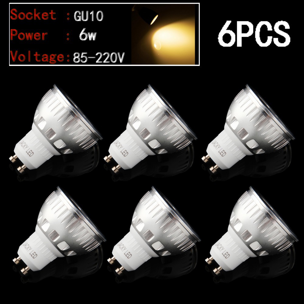 6Pcs/Set GU10 6W LED COB Spotlight Lamp Bulbs Non...