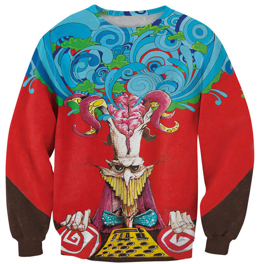 2015 Freeshipping New Character Pullovers Fashion Models Thin Digital 3d Printing Funny Cartoon Sweatershirt Wholesale G215