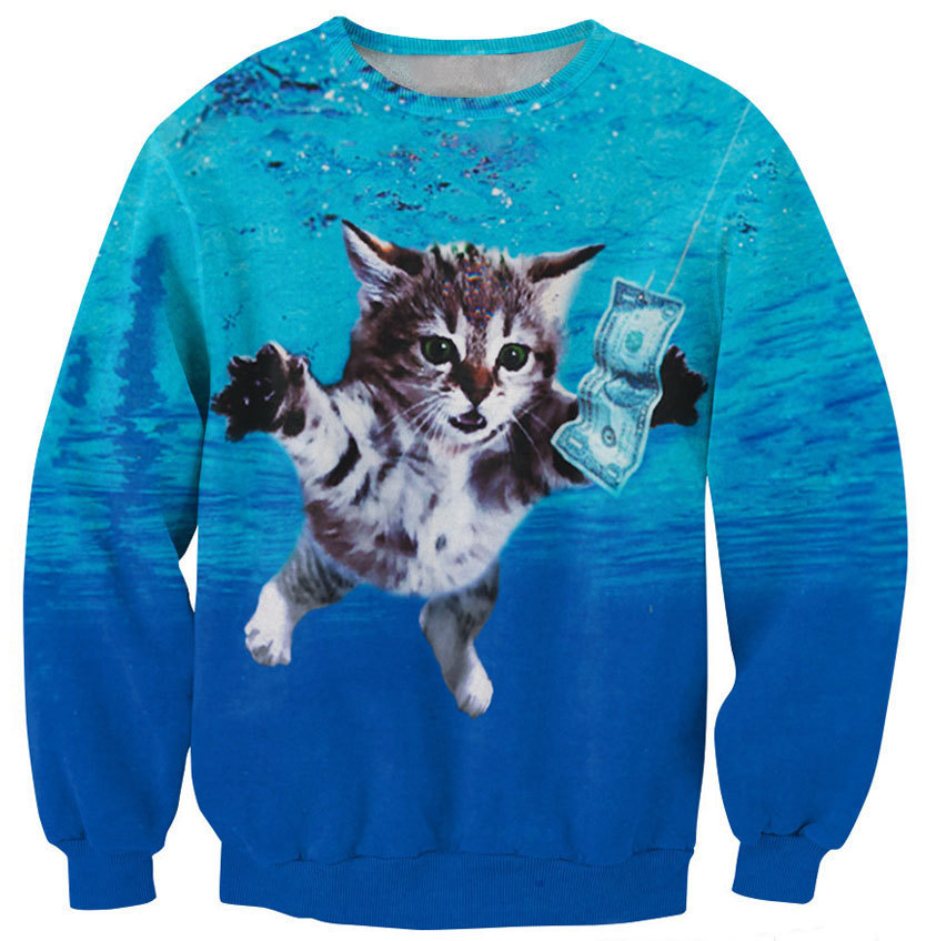 2015 Freeshipping Animal Pullovers Moleton Feminino New Fashion Thin Digital Printing Loose Sweatershirt Wholesale Dollars G199