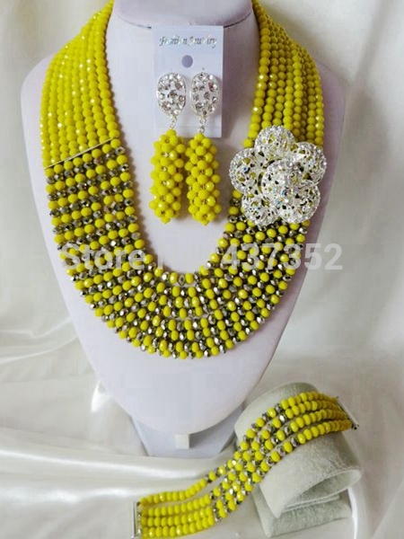 2015 New! Splendid opaque yellow mixed silver crys...