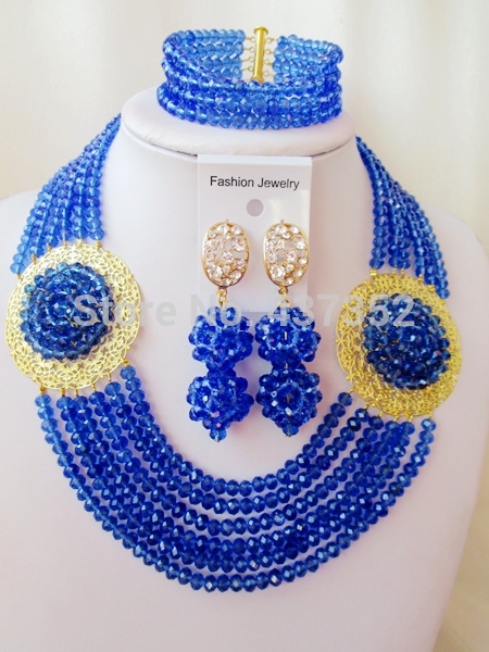 2015 New! Amazing sky blue crystal costume nigeria...
