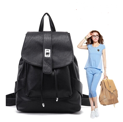 The new 2015 women school bags PU leather backpack...