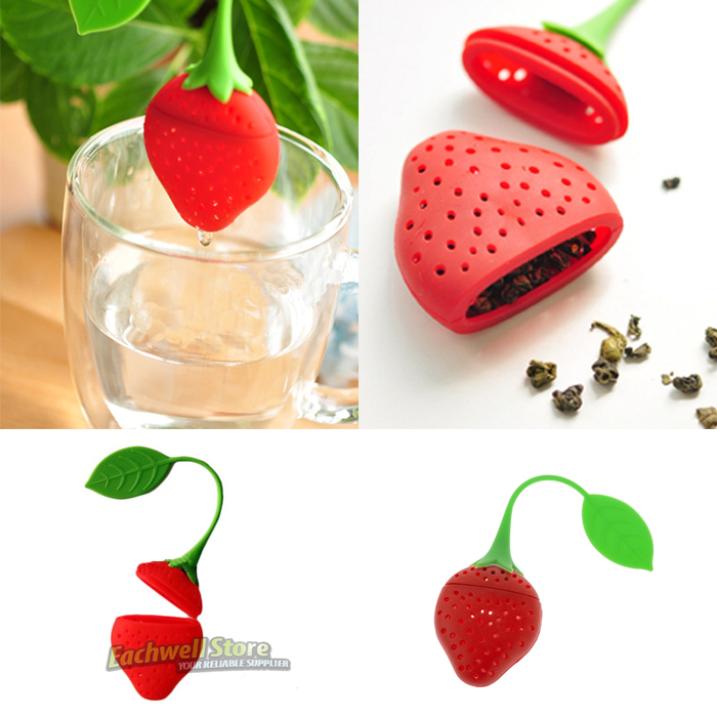 Silicone Strawberry Loose Tea Leaf Strainer Herbal...