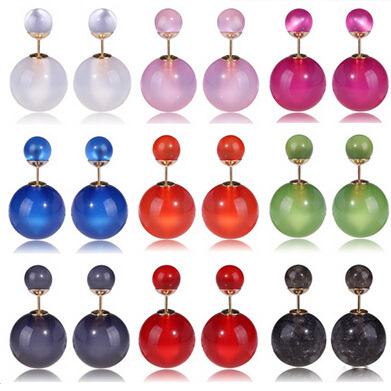 Free Shipping 19 Color Female Stud Earring Double ...