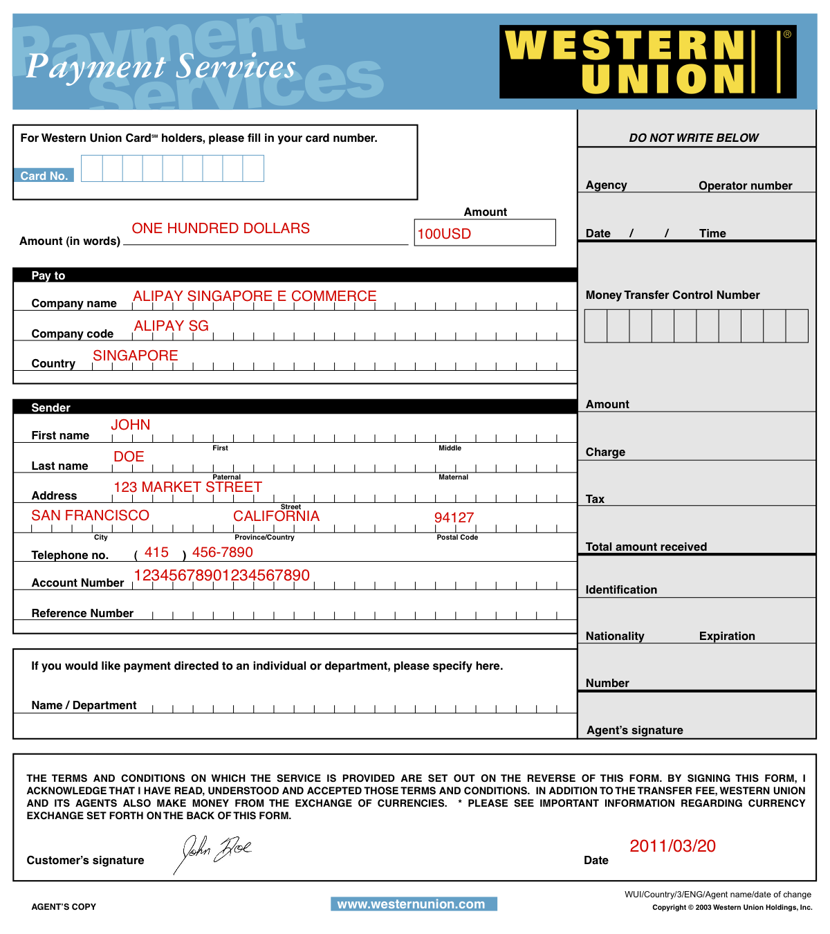 Western Union Money Order Template Psd