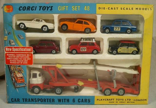 Corgi Gift Set 48B Car Transporter With 6 Cars Rare 1970