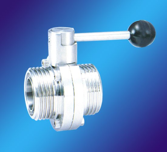 Stainless Steel Sanitary Round Thread Butterfly Valve. Structure: Butterfly Model No: sanitary butterfly valve. Material: Stainless Steel