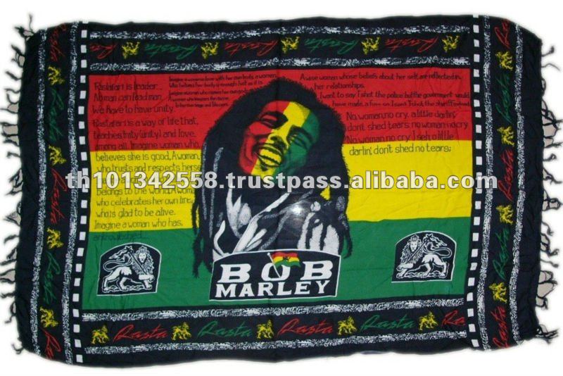 Bob marley sarong. Reggae sarong saia. Pareo da praia.