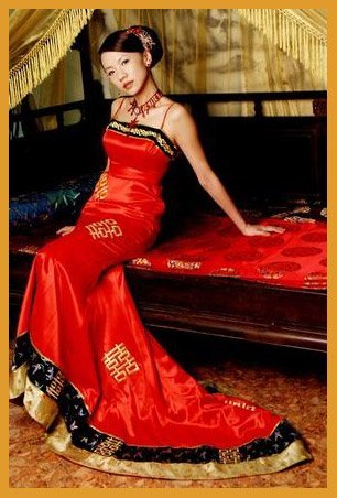 black and green chinese wedding dresses