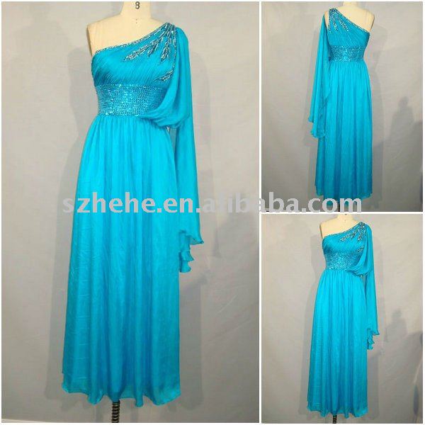 RE029_Elegant_beaded_one_shoulder_blue_chiffon_dress_long_picture_modern_dresses