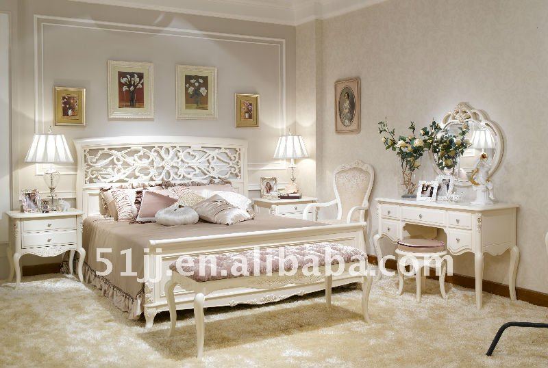 французский античном стиле белого цвета спальные гарнитуры bjh-102
