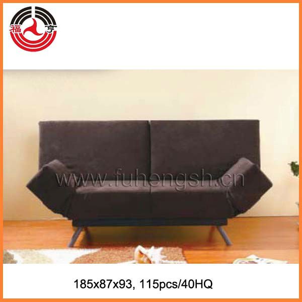 стильный темно коричневой ткани диван-кровать с регулируемыми подлокотниками