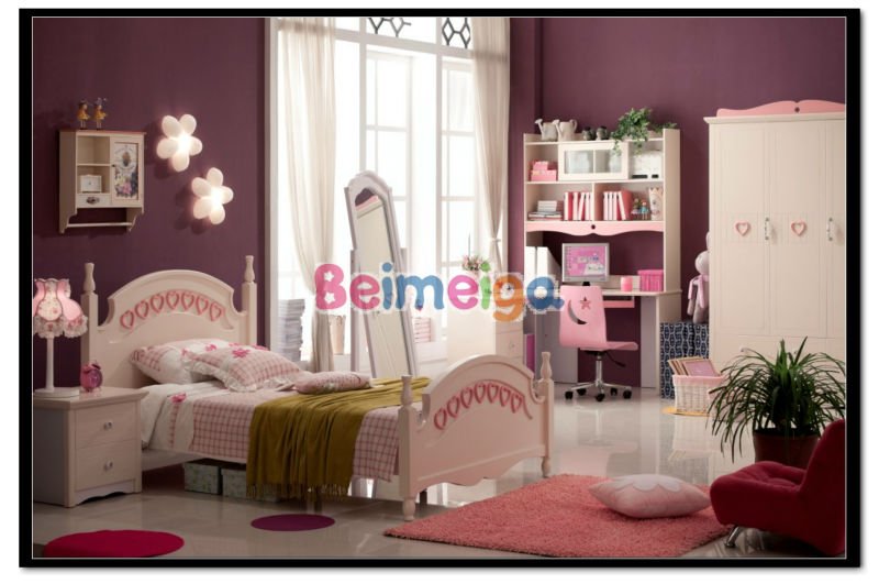 детская мебель/девочек кровать/молочного цвета девушка современная мебель