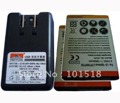 2x 1900 мач bl-44jh батареи + зарядное устройство для lg оптимус l7 p700