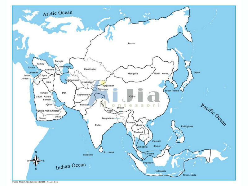 Montessori - etiquetados de asia mapa de control-Geografía ...