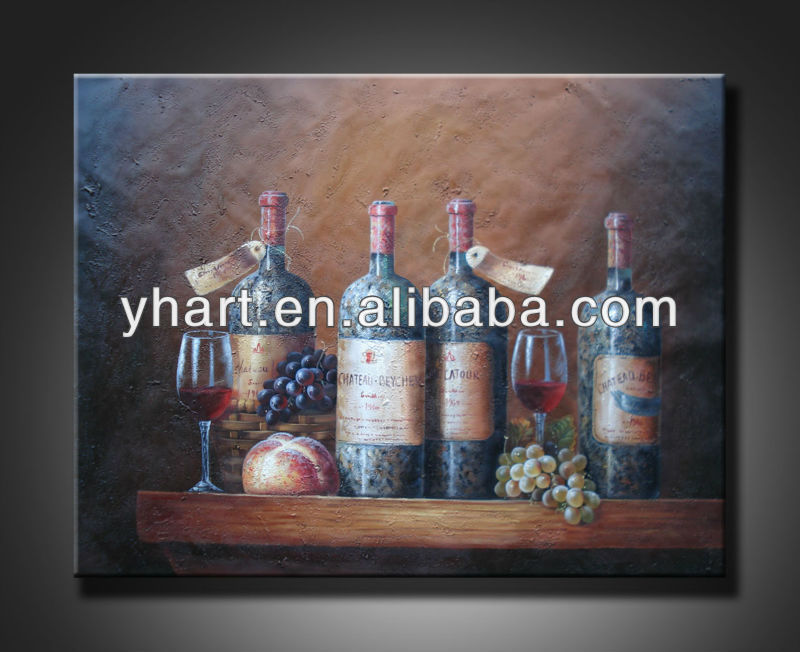 pintura de bodegones de vino para botella de arte de la pared-Pintura ...