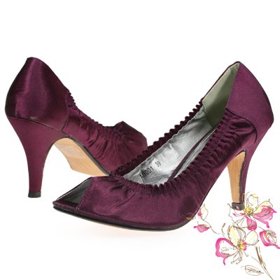 Dress Shoes Wide Width Women on New Ladies Purple Satin Dress Peep Toe Heel Shoes Size 38