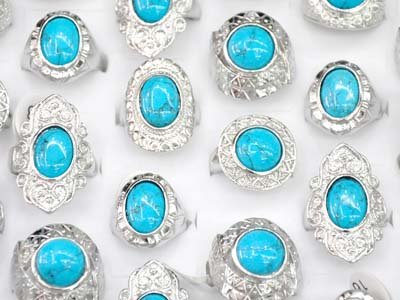 wholesale lots turquoise silver tone rings free shipping fashion rings 