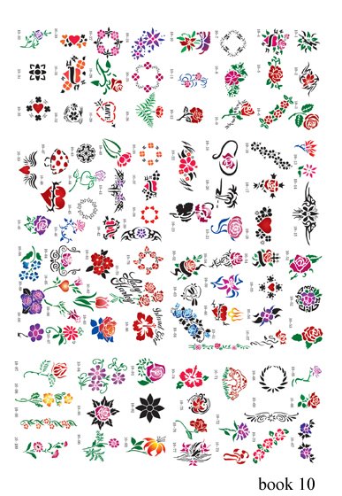 FREE SHIPPINGWholesales 100 Flower Reusable airbrush temporary tattoo 