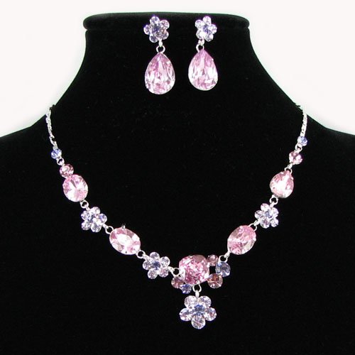 bridal Jewelry sets rhinestone purple crystal accessories earring necklace