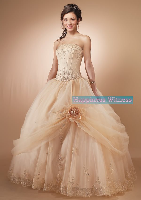  handmade Beige Bridal Bridesmaid Evening dresses Formal From Ball gowns