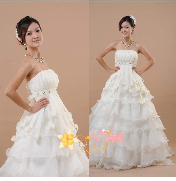 free shipping Gorgeous Chiffon Aline Wedding Dress robe Wedding Gown Fairy