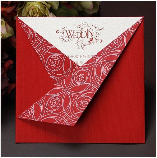silver, red and teal wedding invitations