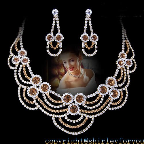 Wedding jewelry bridal jewelry set rhinestone crystal necklace earrings