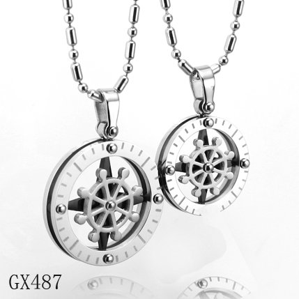 Titanium Steel Jewelry on Titanium Steel Jewelry Rotate Rudder Pendants Necklace Fashion Jewelry