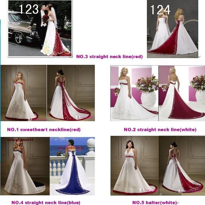 wedding dresses with colored embroidery. embroidery satin New Style