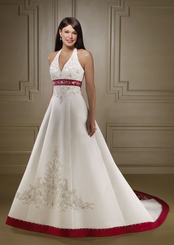 and elegant tailored Satin embroidery beaded crystal wedding dress