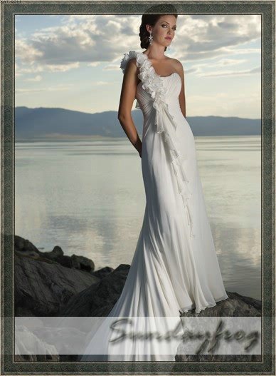  Floral Ruched Ivory Wedding Dress Bridal Gown Evening Dress M296
