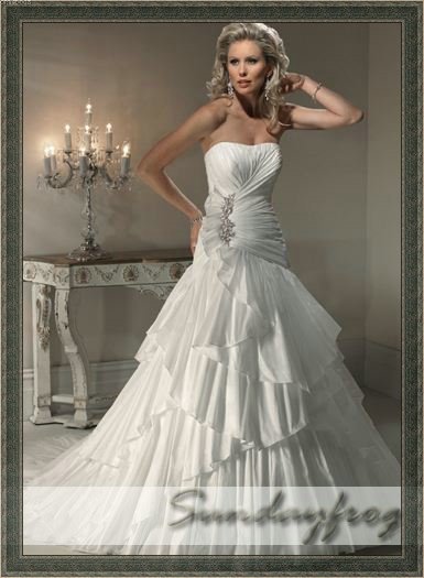  Diamond White Ruched Wedding Dresses Bridal Gown Prom Dresses M43