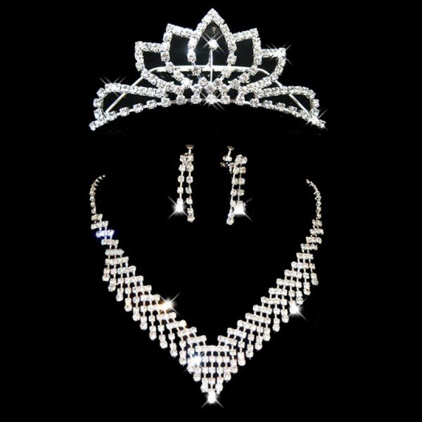 Bridal Jewelry Sets Stylish diamond necklace earrings Tiaras wedding 