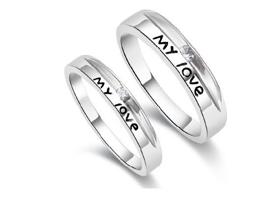 Free Shipping 925 Silver Couple rings wedding ring his hers ringslove 