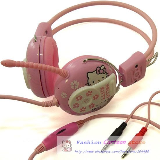 Fashion Hello Kitty Multimedia Earphone,Headphone Headset With Microphone 